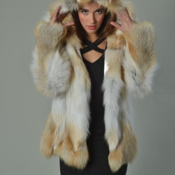 Golden Fox Fur Waist Length Jacket | Fox Fur Jacket | Fox Fur Coat | Golden Fox Jacket | Luxury Fur Coat | Holiday Gift for Her | SAGA MEXA