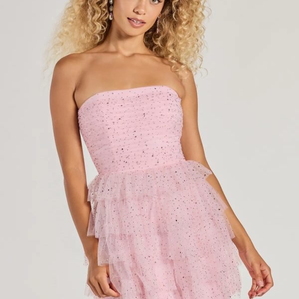 Arie Strapless Rhinestone A-Line Party Dress